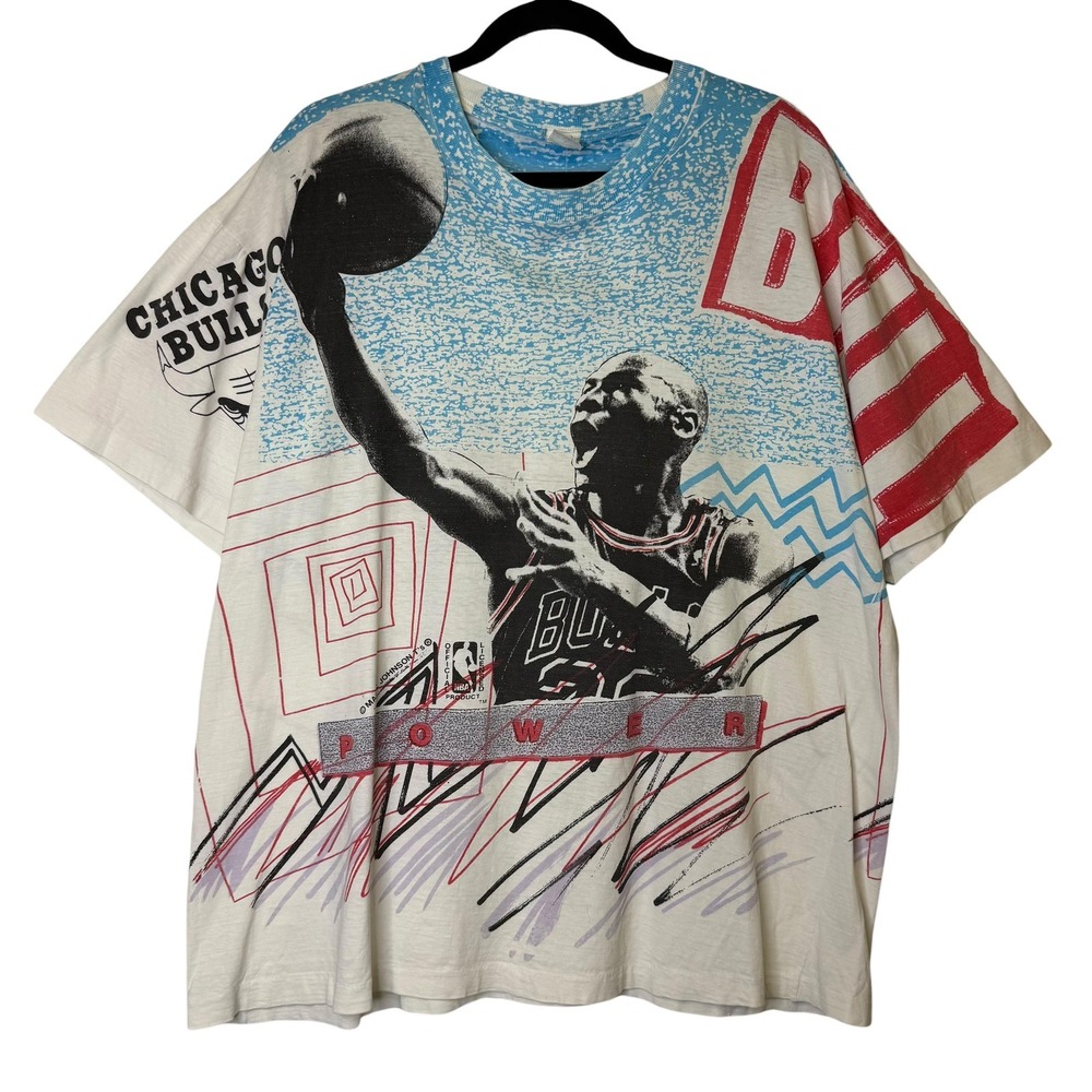 VTG Magic Johnson Ts All Over Print 90s Michael Jordan AOP Chicago Bulls T Shirt